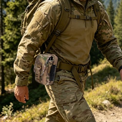 TSPRO MOLLE Phone Pouch, Tactical Phone Holder for Belt, EDC Gear Organizer - color: Multicam