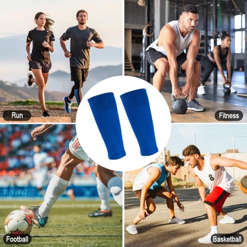 4 Pairs Leg Sleeves for Soccer, Shin Guard Sleeves Accompany Grip Socks, Youth Adults - color: Blue