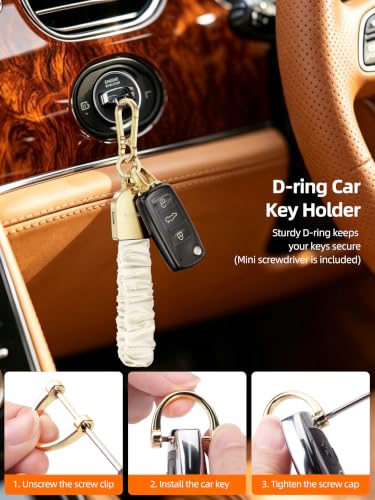 Keychain Wristlet, Works with Apple Find My, Rechargeable - color: White