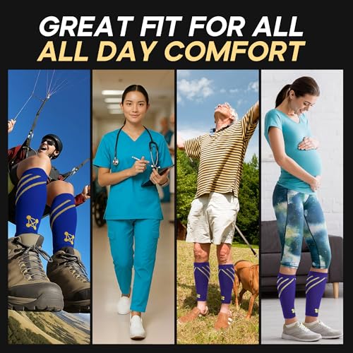 CopperJoint Calf Compression Sleeve for Men & Women, Blue, XLarge, Firm Fit - color: Blue, size: X-Large
