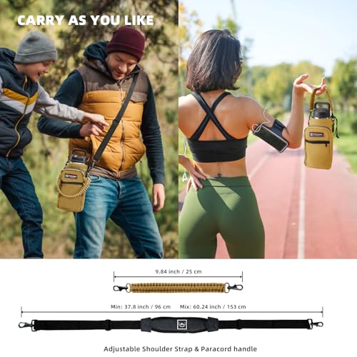 NATURE PIONEOR 26-128 oz Insulated Water Bottle Carrier Holder with Strap - color: Brown, size: 32-36oz