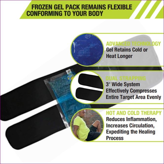 Pro-Tec Athletics Hot/Cold Wrap for Knee and Ankle, Provides Heat and Cold Relief, Dual Strapping System for Compression - size: The Hot/ Cold Therapy Wrap (Medium)