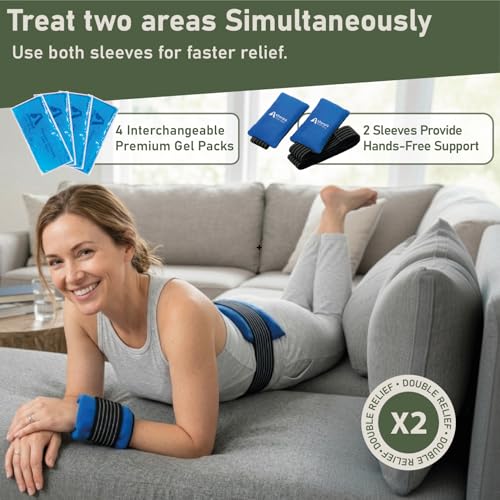 Flexible Cold Gel Pack with Straps, 9.5" x 4.5", 4 Pack - style: ColdWithStrap