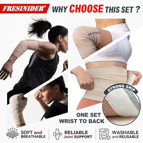 FRESINIDER Premium Elastic Bandage Wrap 8 Pack, 2-6 Inch, Hook and Loop - color: 8 Pack Value Pack