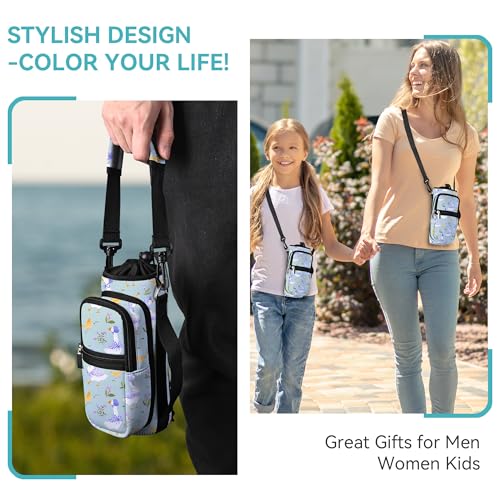 AUPET Water Bottle Sling Bag Sleeve Holder Carrier 25/32/40/64 oz,Insulated Crossbody Water Bottle Case Cover with Strap and Pockets for Men/Women Walking Hiking - color: Cute Farm Theme, size: 25oz