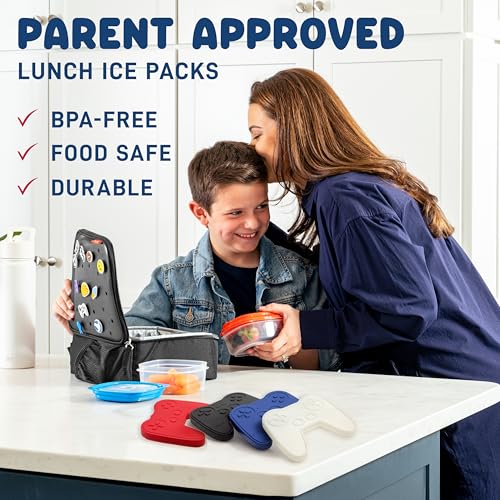 Fit & Fresh Cool Coolers Reusable Kids Lunch Box Ice Packs, 4pk - color: Game Pad (4 Pack), size: 4 Pack
