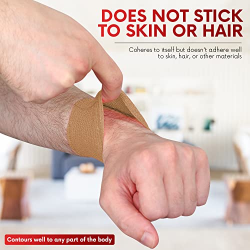 HEALQU Self Adhesive Bandage Wrap – Cohesive Tape for Athletic & Sports - 1" x 5 Yard Self Adherent Medical Tape, Flexible, Waterproof Elastic Bandages for Wrist & Ankle Vet Wrap for Dogs (Box of 12) - size: 1" Box of 12