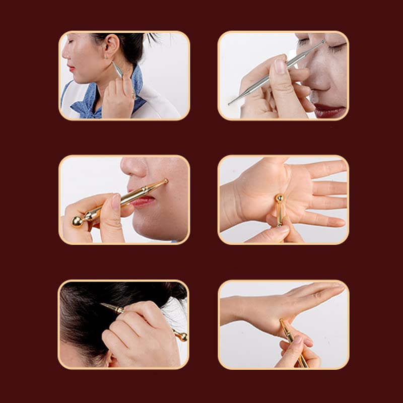 Manual Acupuncture Pen, BetterJonny Stainless Steel Body Point Probe PenFacial Reflexology Tools Ear Point Probe Tip Acupressure Double Head Massage Pen for Body Massage Tool