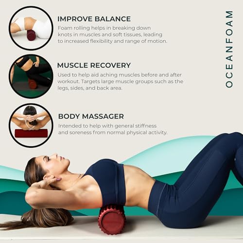 Oceanfoam Tidal Roller - Muscle Massage Foam Roller for Exercise (Maroon) - color: Maroon