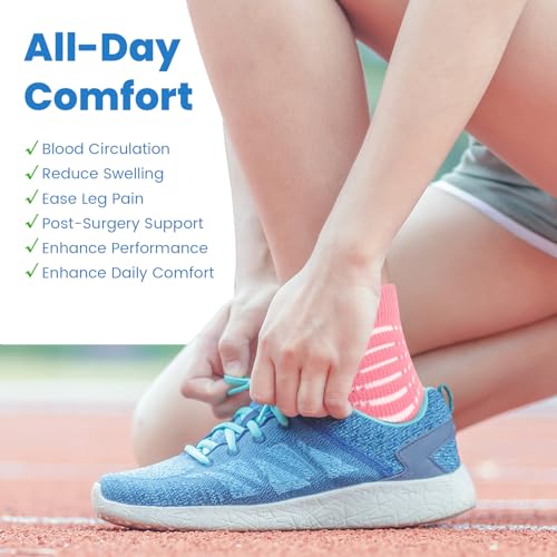 IRAMY Ankle Compression Socks Women Men Plantar Fasciitis Relief 3/5 Pairs - color: Macaron Pink+oatmeal+white-khaki(3 Pairs), size: Medium