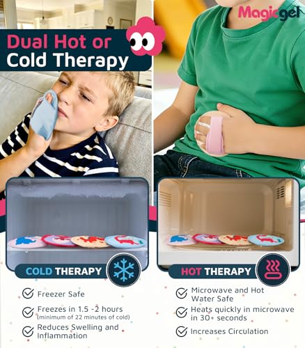 Magic Gel Kids Ice Packs for Boo Boos with Extra Adjustable Strap, 4 Pack Cute Dinosaur Mini Gel Ice Pack for Kids, Small Handheld Ice Packs, Hot Cold Therapy for Head Knee Elbow Bump Bruise- Dinosaur - style: Dinosaur