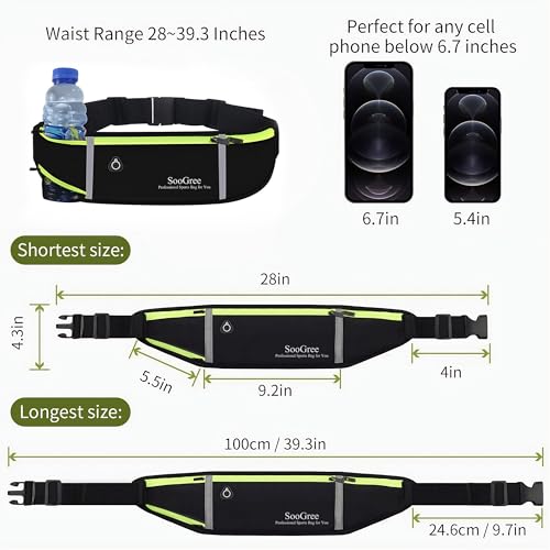 SooGree Fanny Packs, Running Belt Pack, Waist Pack Bag for Men and Women, Lightweight Runners Water Bottle Belt Bag, Phone Holder Money Belt for Traveling Hiking Cycling Walking - color: Blue, size: 1186