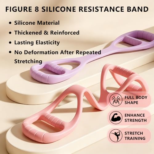 20/25/35lb Elastic Silicone Figure 8 Resistance Bands with Handles - color: Blue