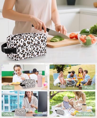 Small Lunch Bag, Freezable Snack Bag for Kids, Mini Lunch Box - color: Leopard Print