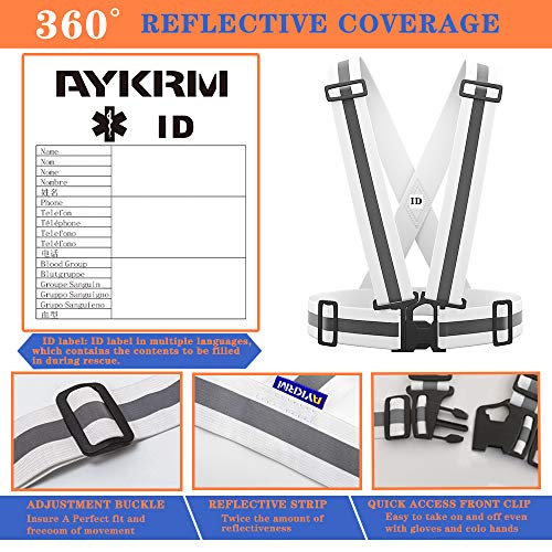 AYKRM 9 color High Visibility Reflective Vest Running Gear High Vis Adjustable Safety Vest - color: White
