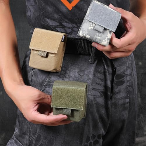 Azarxis Tactical Mini Belt Pouches, Multi-Purpose Small Battery Case Compact Utility EDC Card Slot Holder Waist Bags Military Molle Pack Sundries Storage Pack - color: #01 Black - 2 Pack