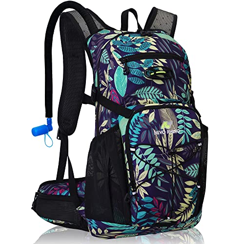 N NEVO RHINO Hydration Backpack, 18L Hiking Backpack with 3L Water Bladder - color: blue print