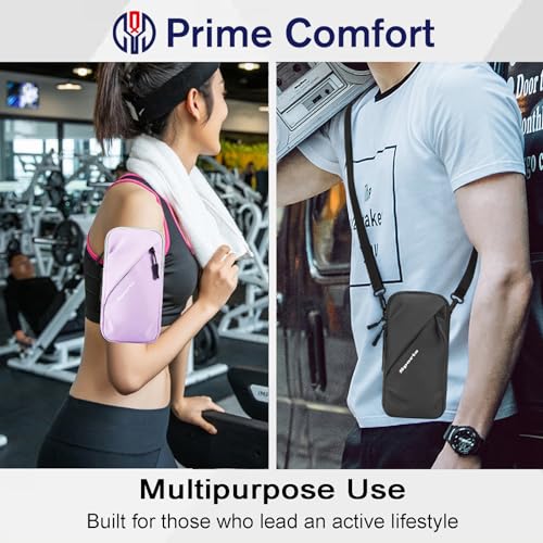 Phone Holder Arm Bands, Small Crossbody Shoulder Holsters Bag with Arm Band, Fits iPhone and All Cell Phones, Use for Running, Walking, Hiking & Biking (Plus Size Purple) - color: Purple