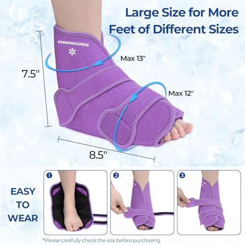 KingPavonini Ankle Foot Ice Pack, Standard Size, Purple, 1 Wrap+4 Gel Packs - size: Standard, style: Purple (1 Wrap+4 Gel Packs)