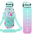32 oz Water Bottles with Strap & Straw, Sport Motivational Water Bottles - color: Spring Bouquet