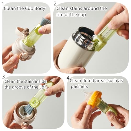 4-in-1 Bottle Cleaning Brush Set, Multifunction Silicone Cup Lid Gap Cleaner, Home Kitchen Crevice Cleaning Tools, 3 Pcs, Multicolor - color: 3 Pcs Multicolor