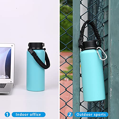 Wongeto Paracord Handle Carrier Holder with Shoulder Strap,Compatible with Hydro Flask Wide Mouth Water Bottles - color: Black 1