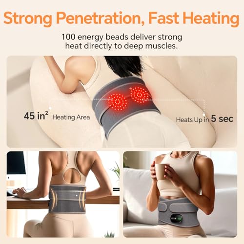 Heating Pad for Back with Heat Vibration 3 Levels Adjustable for Parents - color: Gray