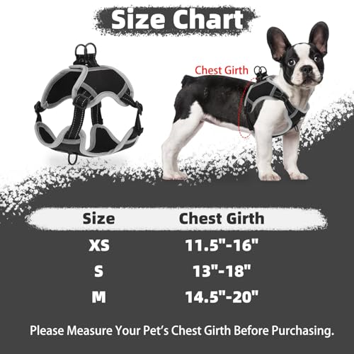 PUPTECK Dog Harness Small Sized Dog, Step in Adjustable Reflective Dog Vest Harness Escape Proof, No Pull Soft Padded Harness Easy Control, Black, XS - color: Black, size: XS (CHEST: 11.5"-16")