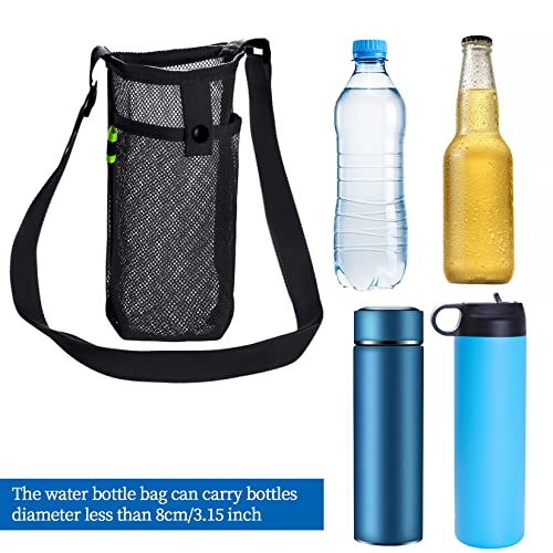3Pcs Water Bottle Holder with Strap Water Bottle Carrier with Adjustable Shoulder Strap Water Bottle Sling Bag for Outdoor Hiking Camping Walking Travel Water Bottle Sleeve, Black, Dark Blue and Pink