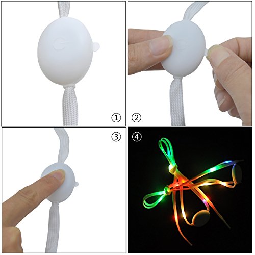 Lystaii LED Light Waterproof Shoelaces Battery Powered Flash RGB Colorful