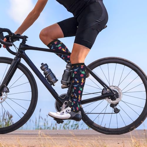 Crazy Fun Compression Socks, Unisex Knee High Support Socks - color: Dinosaur