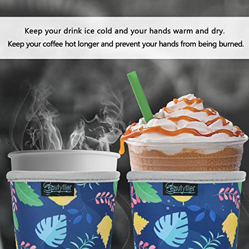 Reusable Insulated Neoprene Iced Coffee Sleeve, Hot & Cold Drink Cooler Cover for 16-32oz Cups, Compatible with Starbucks/Dunkin/McDonalds, Durable Beverage Holder for Cold Soda, Multi-Pattern Options - color: Pattern3