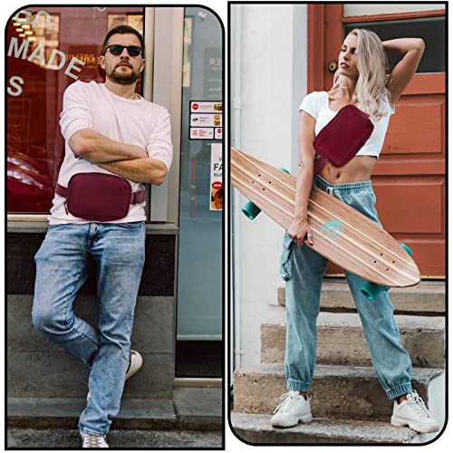 Amazerbst Belt Bag, Fanny Pack, Everywhere Belt Bag,40 Inch Adjustable Strap,for Women and Men,Waterproof - color: Red Wine
