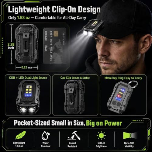 500LM LED Running Light, 2PCS Mini Magnetic Work Light with Arm Band