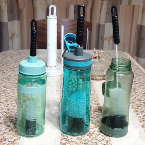 Bottle Brushes Thin Long Handle X 2, Soft Nylon Slim Wire Set
