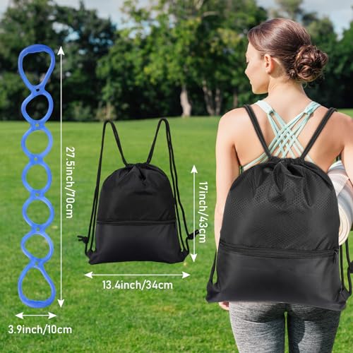 Zomiboo 5 Pcs 7 Ring Resistance Exercise Bands Resistance Stretch Band with Drawstring Backpack Bag Portable TPR Elastic Stretching Leg and Arm Exerciser for Home or Fitness Center Walking