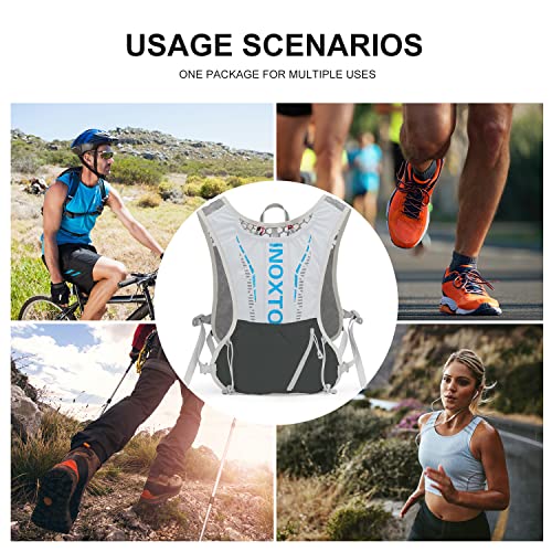 INOXTO Running Hydration Vest Backpack,Lightweight Insulated Pack with 1.5L Water Bladder Bag Daypack for Trail Hiking Running Cycling Race Marathon for Women Men - color: Gray stripe
