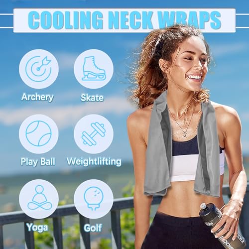 4 Pack Cooling Towels, Soft Breathable Cooling Towels for Neck and Face - color: Lake Blue/Grey/Pink/Green