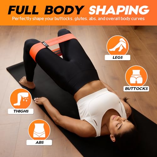 Lianjindun Booty Resistance Bands for Legs & Glutes, Non-Slip Workout Set - color: Red, Blue, Orange, Black