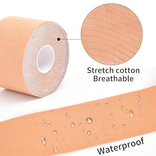 Kinesiology Tape 4 Rolls, Original Cotton Elastic Premium Athletic Tape,16.4 ft Uncut Tape,Hypoallergenic and Waterproof for Muscle Pain Relief and Joint Support - color: Mix