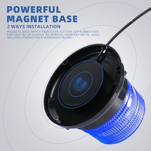 Blue Rooftop Beacon Strobe Lights w/Magnetic Base, 1-Pcs - color: 1× Blue