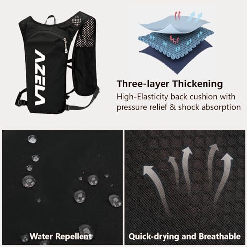 JEELAD Hydration Backpack Lightweight Vest for Hiking Trail Running Gear Cycling Marathon for Women Men - color: A - Black (7L) - with 1.5L PEVA Water Bladder