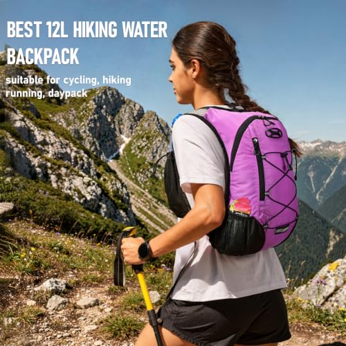Lightweight Hydration Backpack, Running Backpack with 2L Water Bladder - color: Pink