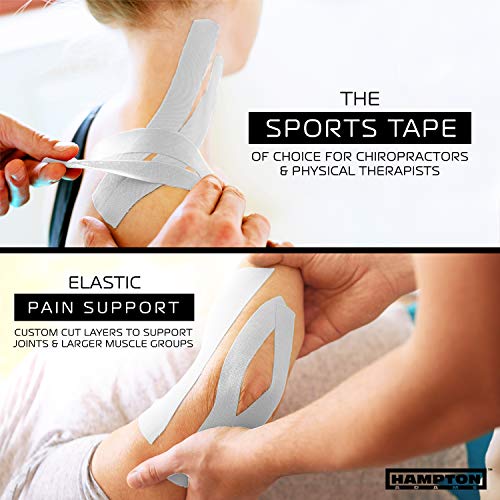 Hampton Adams Kinesiology Tape, Uncut Roll, Waterproof Muscle Support - color: White, size: 2in x 135ft (1 Roll)