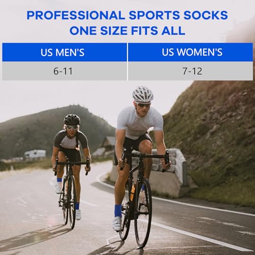 NIcool Cycling Socks For Men, 1/3 Pairs Bright Seamless Compression Running Crew Socks Youth Cushioned Tennis Quarter Socks - color: 3 Pairs Green & Royal Blue & White