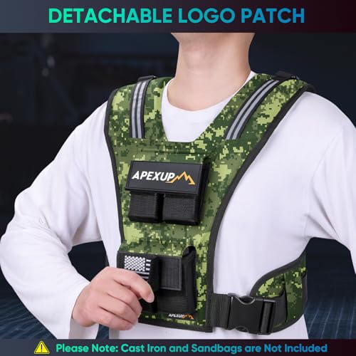 APEXUP Weighted Vest Men, Adjustable Weight Vest for Running - color: Green Digi Camo, size: With Weights-20lbs