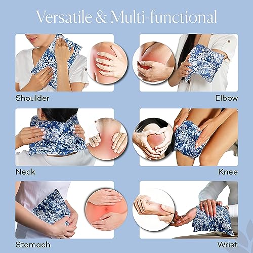 SacksyThyme Ultra Premium Herbal Heating Pad, Microwavable Moist Heat Pack - color: Indigo