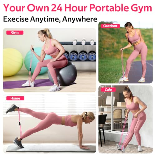 Resistance Bands with Handles, Figure 8 Fitness Bands, Exercise Bands Set - color: Pink series, size: 3pcs