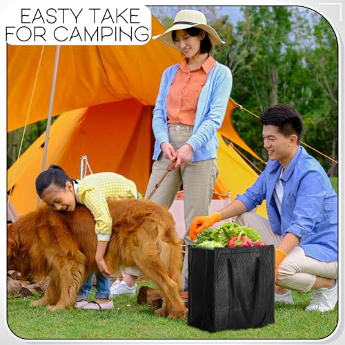 10 Pack Large 18L Insulated Grocery Bag Bulk Zippered, Grey, Black - color: Grey,Black