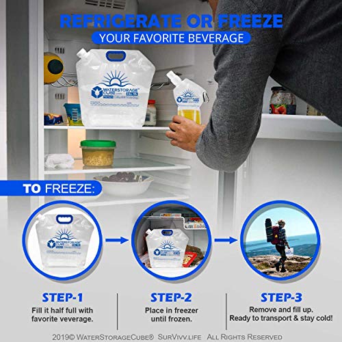 WaterStorageCube Premium Collapsible Water Container Bags 1.3 Gal (2-Pack)
